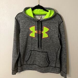 Under Armour Neon Yellow Accent Sweatshirt / Hoodie, Grey, Bright Pink, Size M
